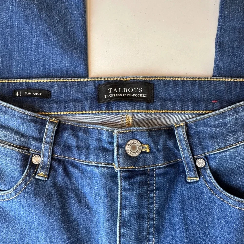 Talbots Slim Ankle Jeans Womens 4 Blue Stretch Mid Rise Straight Denim - Picture 4 of 12